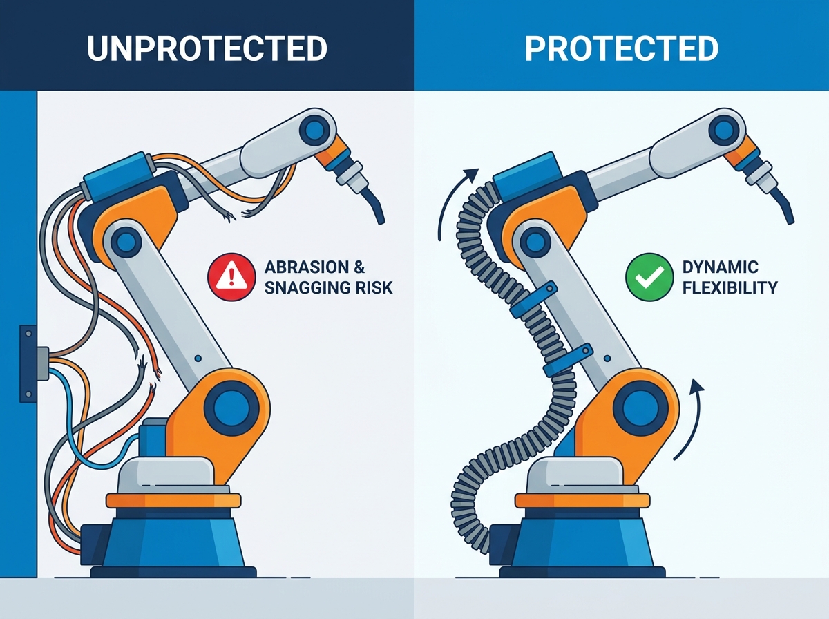 Industrial Robot Arm Cable Protection System in Action
